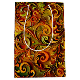 Sacola Para Presentes Média Art Nouveau floral design 