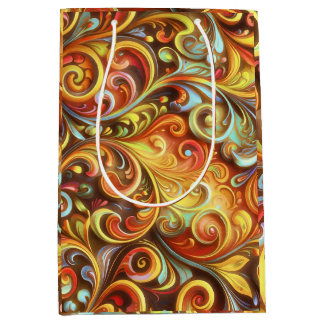 Sacola Para Presentes Média Art Nouveau: Rodopios Barrocos Radiantes 