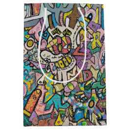 Sacola Para Presentes Média Arte Colorida Grafite,