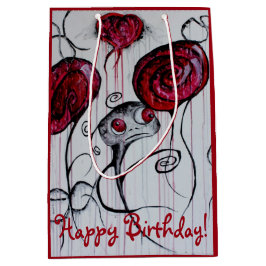 Sacola Para Presentes Média Arte cor-de-rosa vermelha do doce do divertimento