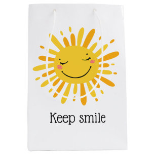 Sacola Para Presentes Média Arte de desenho do sol sorridente