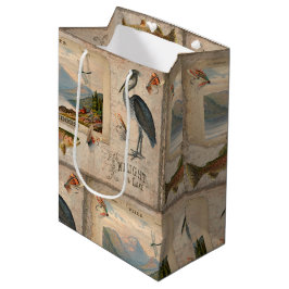 Sacola Para Presentes Média Arte de Desnutação de Peixes Vintage no Lago Fly F