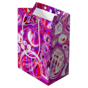 Sacola Para Presentes Média Arte de Fluidos Vermelho e Roxo