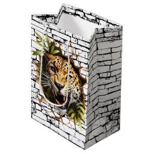 Sacola Para Presentes Média Arte de parede 3D Leopardo – Safari Realista