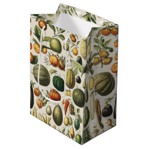 Sacola Para Presentes Média Arte de Poster de Frutas Botânicas Francesas Vinta