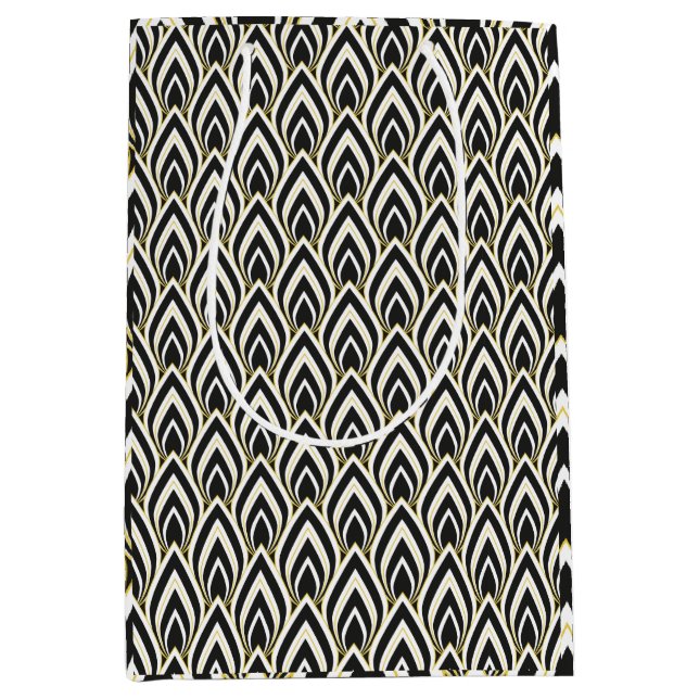 Sacola Para Presentes Média Arte Deco Preto e Branco  (Frente)
