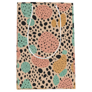 Sacola Para Presentes Média Arte em pastel de leopardo