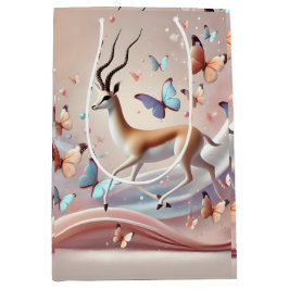 Sacola Para Presentes Média Arte Fantasia Gazela e Borboletas