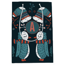 Arte Folclórica de Natal Monogramada Árvores Coruj