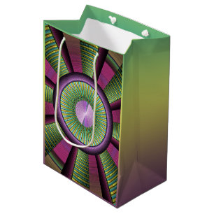 Sacola Para Presentes Média Arte Fractal Decorativa Moderna Arredondada E Colo