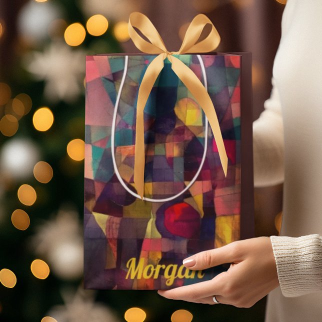 Sacola Para Presentes Média Arte Geométrica de Abstrato Vivid Personalizada (Criador carregado)