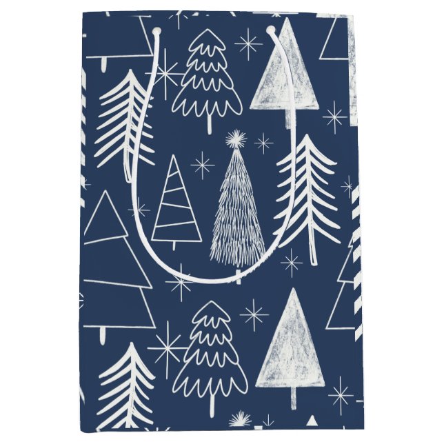 Sacola Para Presentes Média Árvore de Natal - Árvore Evergreen - Azul-Pinheira (Frente)