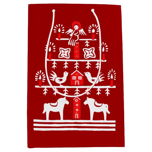 Sacola Para Presentes Média Árvore de Natal branca branca, branca e festiva, b (Frente)