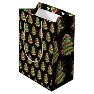 Sacola Para Presentes Média Árvore de Natal Cookie Pincelada Manchada Preppy