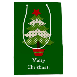 Sacola Para Presentes Média Árvore de Natal da Bolinhas Verde