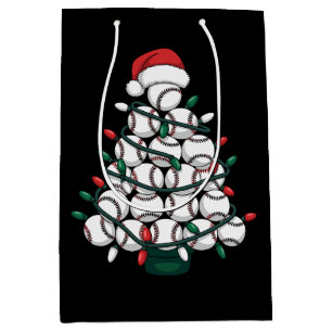 Sacola Para Presentes Média Árvore de Natal de Beisebol Papai Noel Esportes