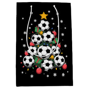 Sacola Para Presentes Média Árvore de Natal de Futebol Jogador Amante do Espor