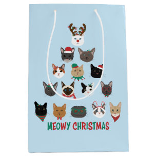 Sacola Para Presentes Média Árvore de Natal de Gato
