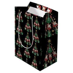 Sacola Para Presentes Média Árvore de Natal de Guitarra Legal Presente para Am