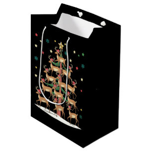 Sacola Para Presentes Média Árvore de Natal dos Veados, Natal Engraçado, Rena 