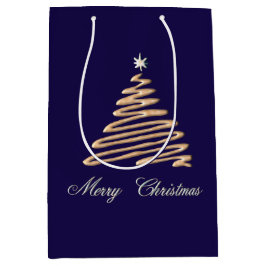 Sacola Para Presentes Média Árvore de Natal Dourada