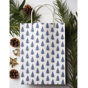 Sacola Para Presentes Média Árvore de Natal em Azul Delft