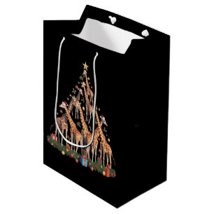 Sacola Para Presentes Média Árvore de Natal Girafa Papai Noel Fazenda de Vida