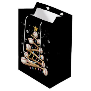 Sacola Para Presentes Média Árvore de Natal Luz de Beisebol Natal Amante de Es