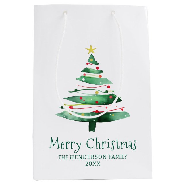 SACOLA PARA PRESENTES MÉDIA ÁRVORE DE NATAL MODERNA (Frente)