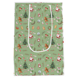 Sacola Para Presentes Média Árvore de Natal Papai Noel personagem fofo design 