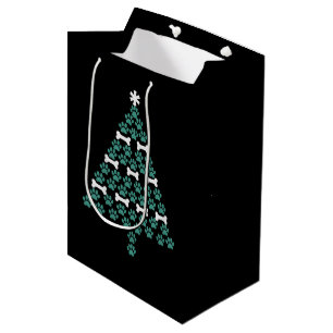Sacola Para Presentes Média Árvore de Natal Pata de Cachorro Presente de Natal