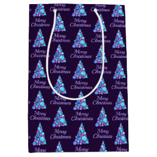 Sacola Para Presentes Média Árvore de Natal Roxo Moderna