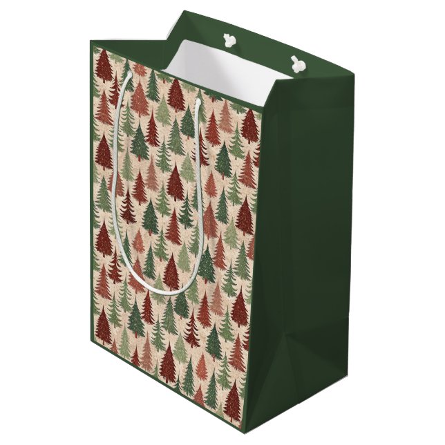 Sacola Para Presentes Média Árvore de Natal Rústica (Verso inclinado)