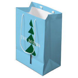 Sacola Para Presentes Média Árvore de Natal Verde Chic Minimalista Abstrata