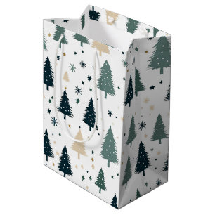 Sacola Para Presentes Média Árvore de Natal Verde Simples