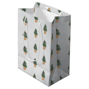 Sacola Para Presentes Média Árvore de pinheiro, pinhas, Natal neve