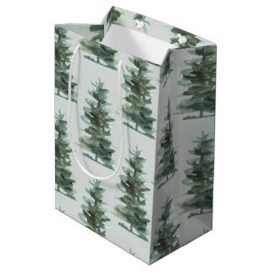 Sacola Para Presentes Média Árvore de pinheiro verde clássico