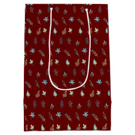 Sacola Para Presentes Média árvore deixa botânica elegante simples aquarela az