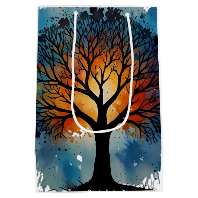 Sacola Para Presentes Média Árvore Gelada da Água (Verso)