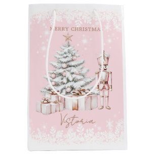 Sacola Para Presentes Média Árvore Natal Nutcracker Flocos de Neve