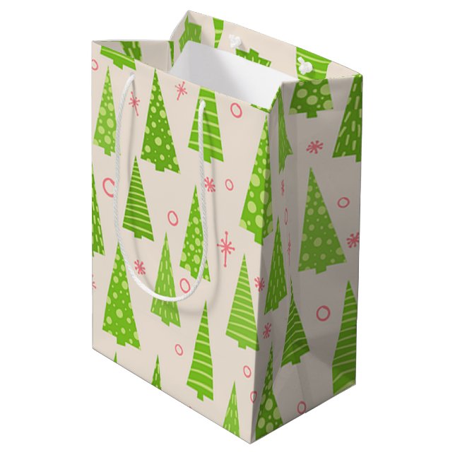 Sacola Para Presentes Média Árvores de Natal (Verso inclinado)