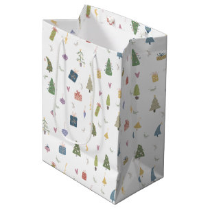 Sacola Para Presentes Média Árvores de Natal Bonitas Apresentam Padrões de Orn