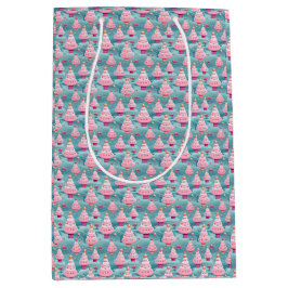 Sacola Para Presentes Média Árvores de Natal de Cupcake Pastel