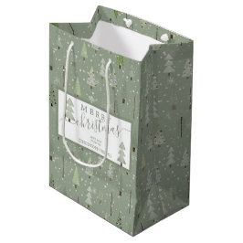 Sacola Para Presentes Média Árvores de Natal Modernas, Sábio de Script MERRY C