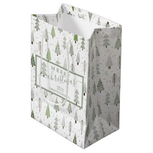 Sacola Para Presentes Média Árvores de Natal Modernas, Sábio de Script MERRY C