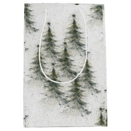 Sacola Para Presentes Média Árvores de Natal na Floresta