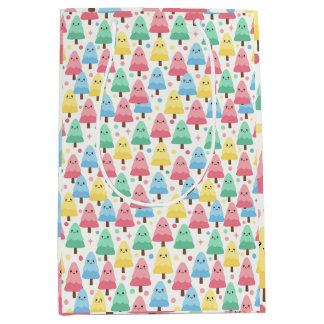 Sacola Para Presentes Média Árvores de Natal Pastel Kawaii Gorduchas Sem Costu