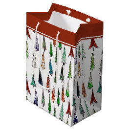 Sacola Para Presentes Média Árvores de Natal saco de presente médio