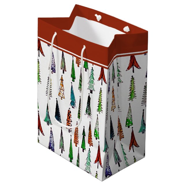 Sacola Para Presentes Média Árvores de Natal saco de presente médio (Frente inclinada)
