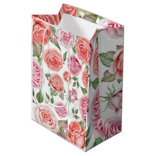Sacola Para Presentes Média As hortaliças cor-de-rosa corais dos rosas do